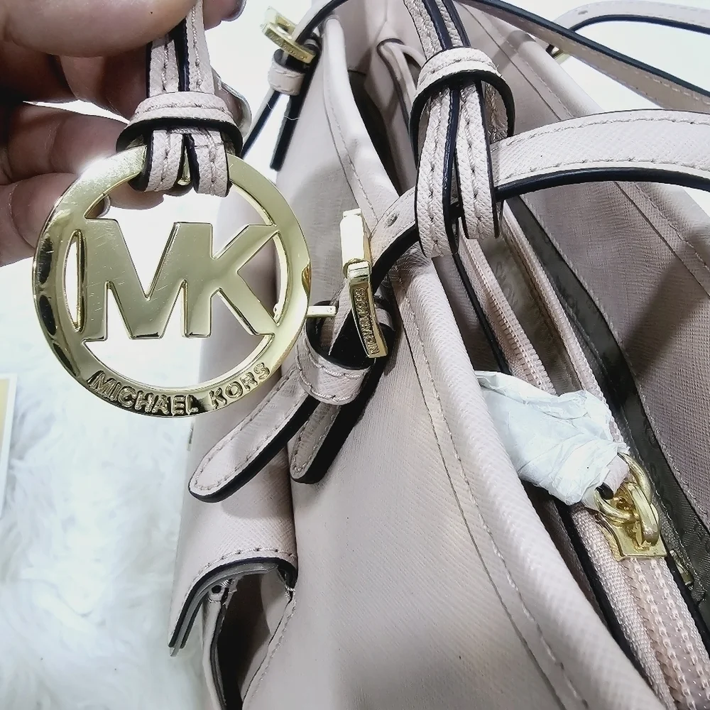Michael Kors pink saffiano leather tote purse